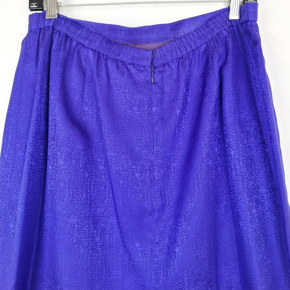 Silk Top & Skirt Suit Set, Size 14. Purple Embroidered Lined Adrianna Papell - Picture 10 of 16